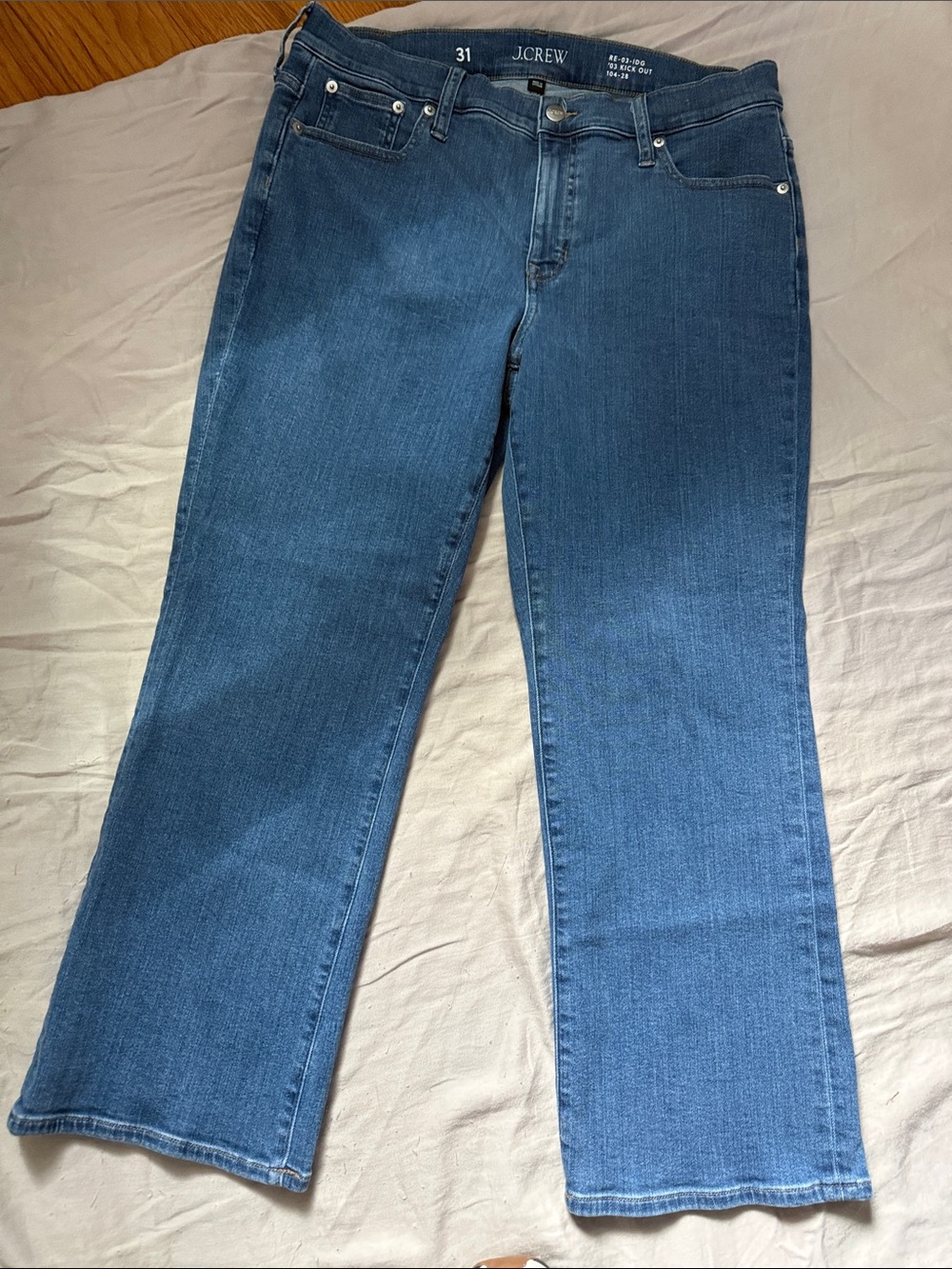 J. Crew Women's Straight-Leg, Kick Out, Jeans in Medium Blue Denim
